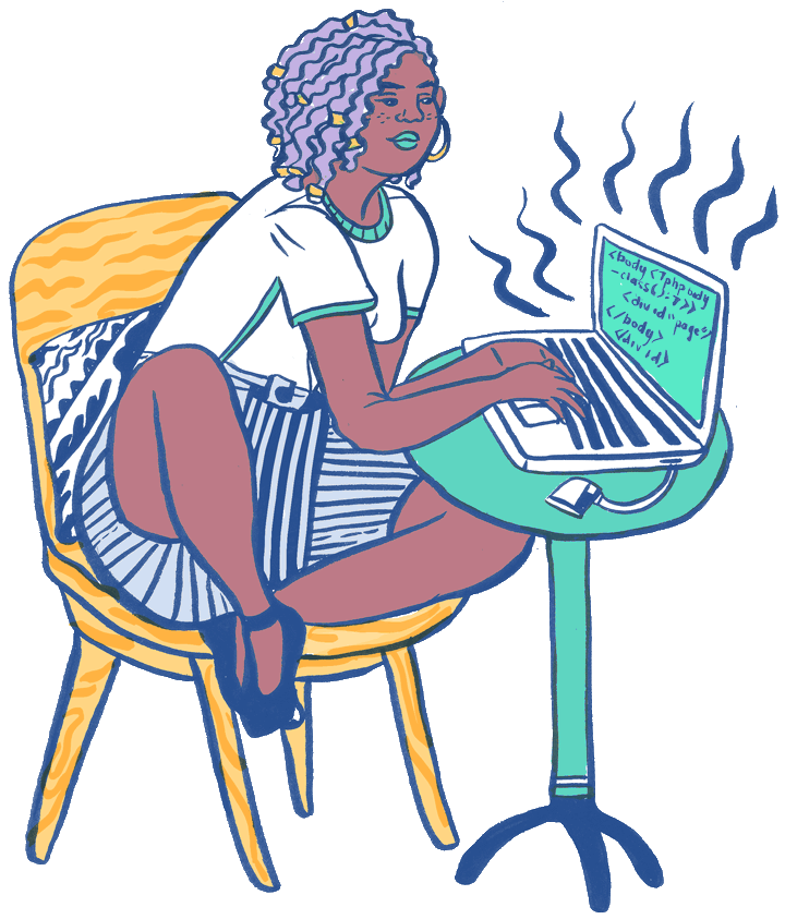 A woman applying for a rad scholarship for women studying STEM fields