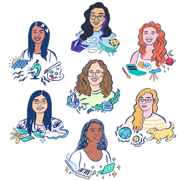 An illustration of all of our Science Ambassador Scholarship winners so far. You could be one of them!