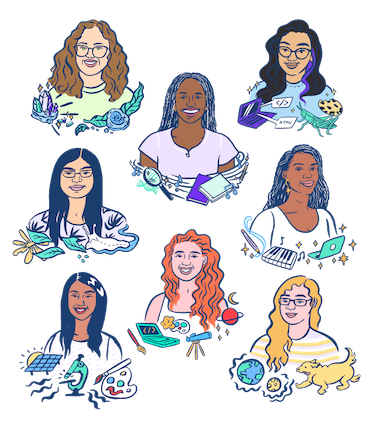 An illustration of all of our Science Ambassador Scholarship winners so far. You could be one of them!